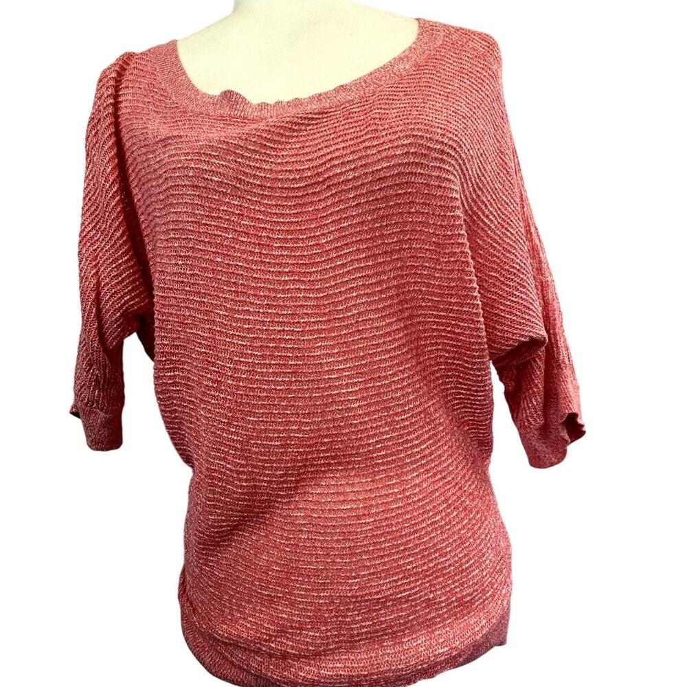 SKU2479 Express Women's Small Peach Pink Open Weave Knit Sweater Top Batwing